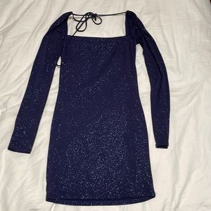 Lucy In The Sky Giulia Navy Blue Sparkle Mini Dress
